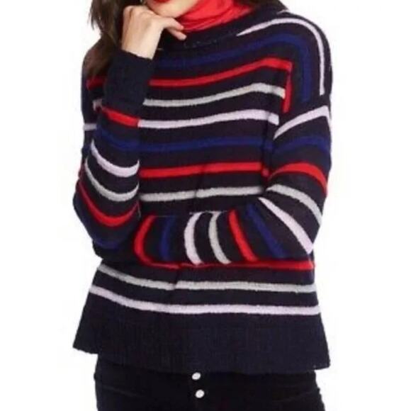 Court & Rowe Sweater Womens Small Black Red Blue Amelia Stripe Oversized Slouchy - Picture 3 of 9